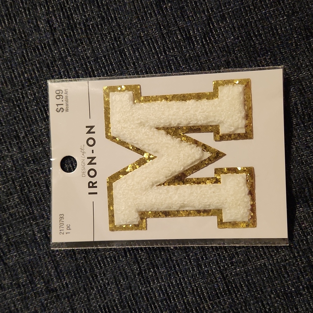 NWT M iron-on patch